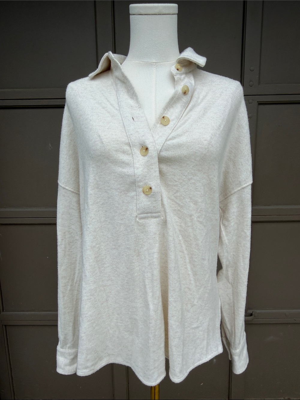 Faherty Cream Button-Front Polo legend Montana